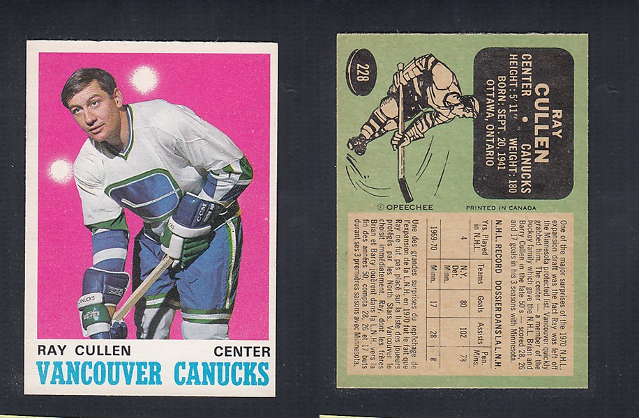 1970-71 O-PEE-CHEE HOCKEY CARD  #228 R. CULLEN photo