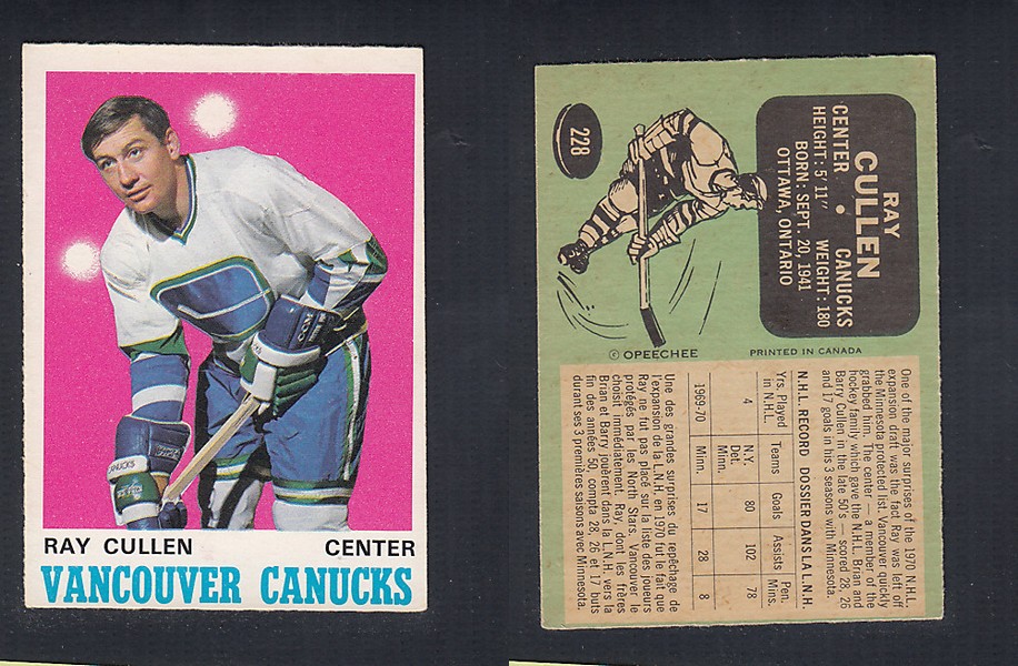 1970-71 O-PEE-CHEE HOCKEY CARD  #228 R. CULLEN photo