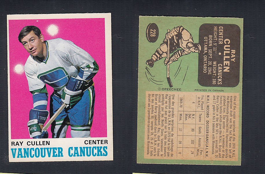 1970-71 O-PEE-CHEE HOCKEY CARD  #228 R. CULLEN photo