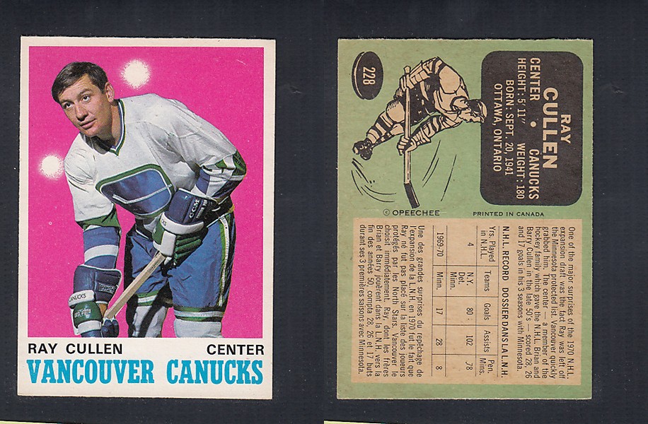 1970-71 O-PEE-CHEE HOCKEY CARD  #228 R. CULLEN photo