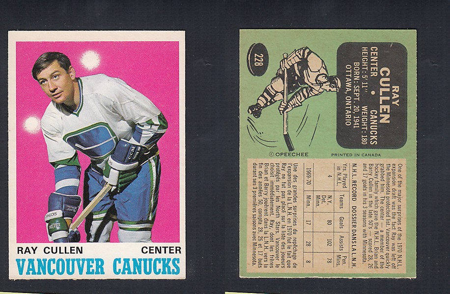 1970-71 O-PEE-CHEE HOCKEY CARD  #228 R. CULLEN photo