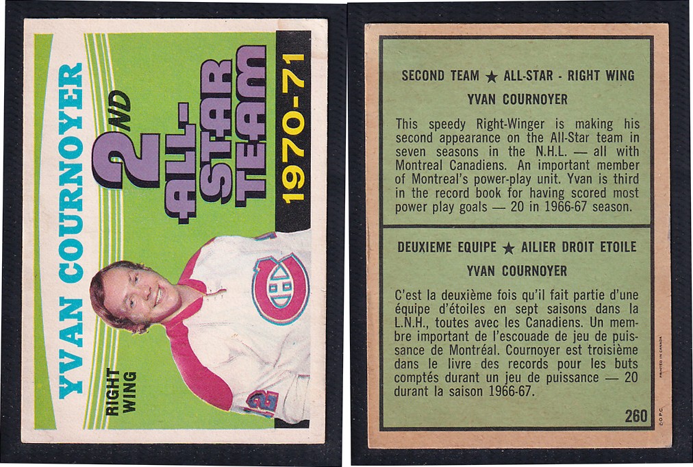 1971-72 O-PEE-CHEE HOCKEY CARD #260 SECOND TEAM ALL STAR: Y. COURNOYER photo