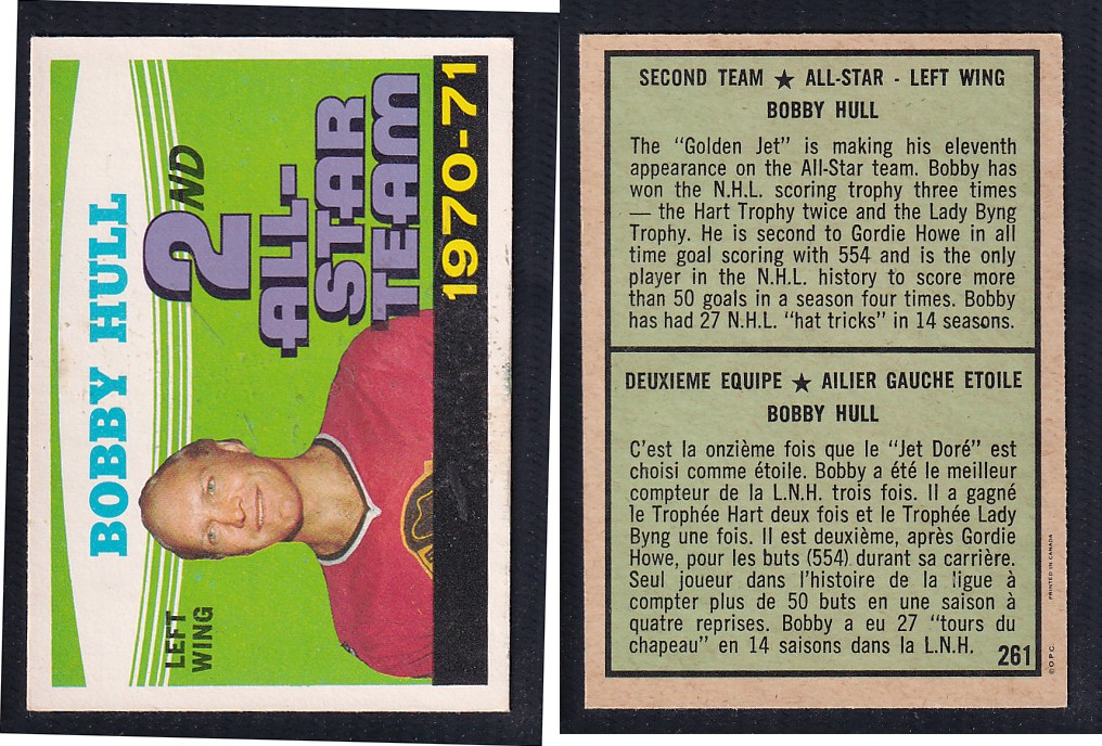1971-72 O-PEE-CHEE HOCKEY CARD #261 SECOND TEAM ALL STAR: BOBBY HULL photo