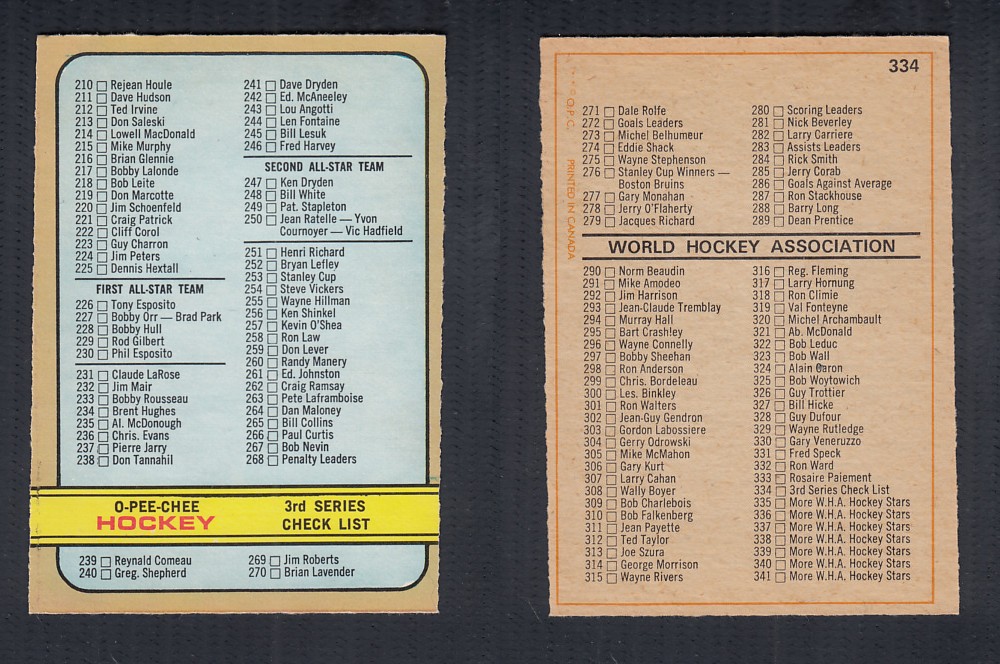 1972-73 O-PEE-CHEE HOCKEY CARD #334 photo