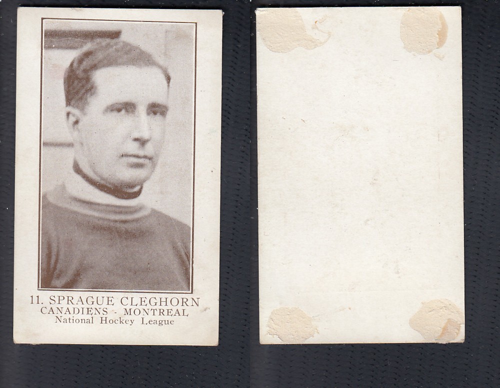 1923-24 WILLIAM PATERSON HOCKEY CARD #11 S. CLEGHORN photo