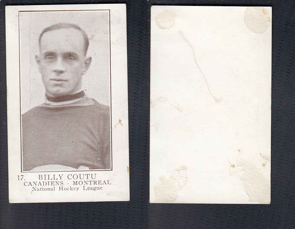 1923-24 WILLIAM PATERSON HOCKEY CARD #17 B. COUTU photo