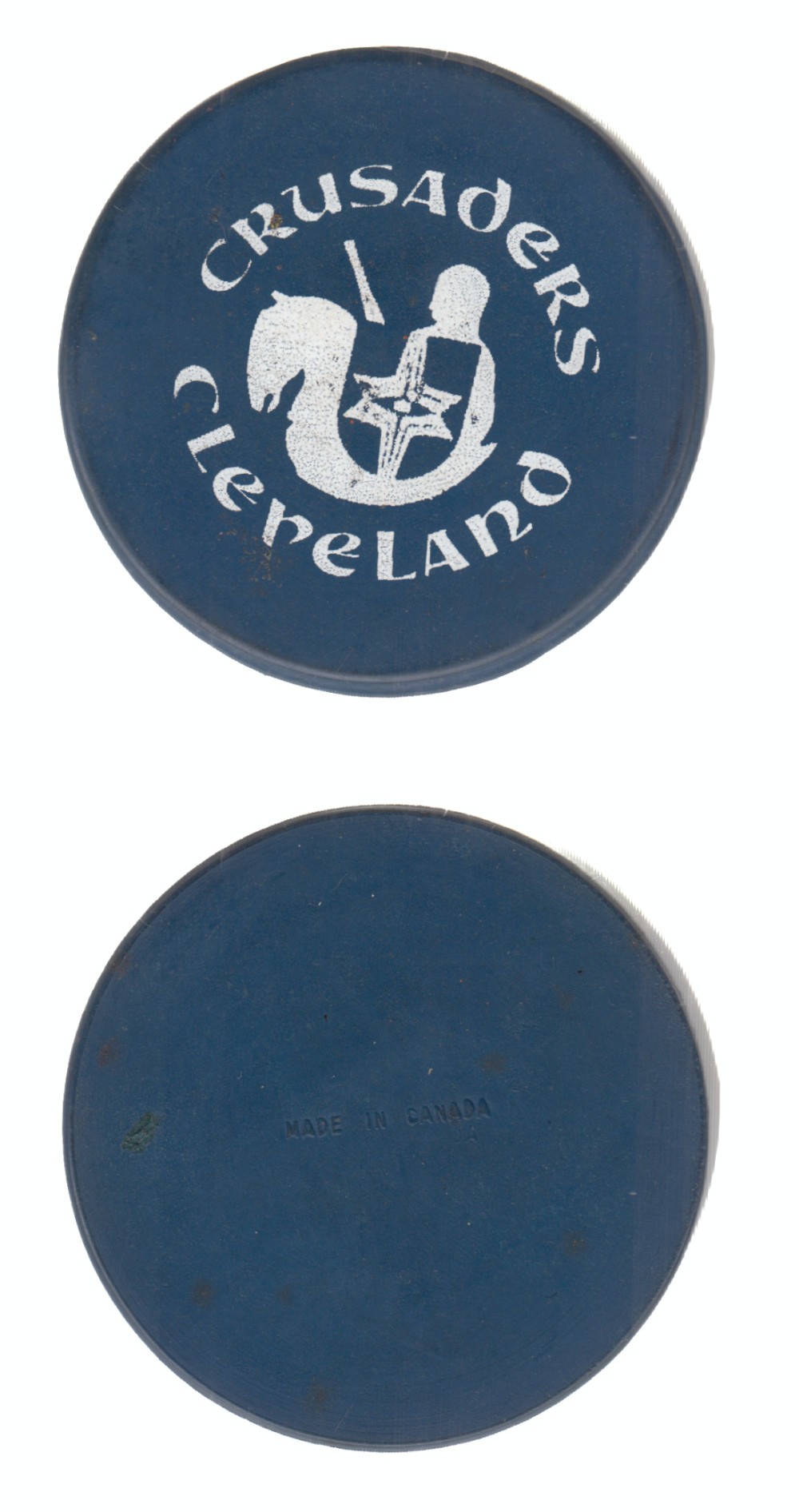 1972-74 BILTRITE B1 WHA CLEVELAND CRUSADERS GAME BLUE PUCK photo