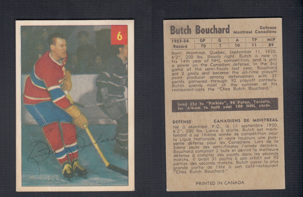 1954-55 PARKHURST HOCKEY CARD #6 B. BUCHARD photo