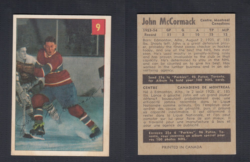 1954-55 PARKHURST HOCKEY CARD #9 J. MCCORMACK photo