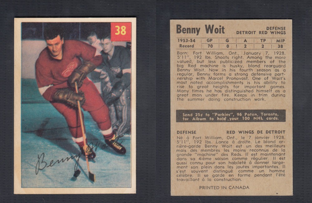 1954-55 PARKHURST HOCKEY CARD #38 B. WOIT photo