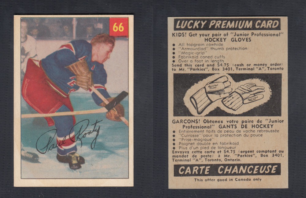 1954-55 PARKHURST HOCKEY CARD #66 P. RONTY photo