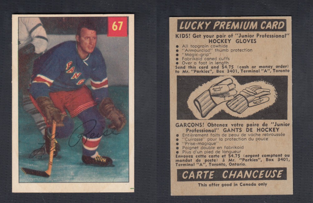 1954-55 PARKHURST HOCKEY CARD #67 L. REISE photo