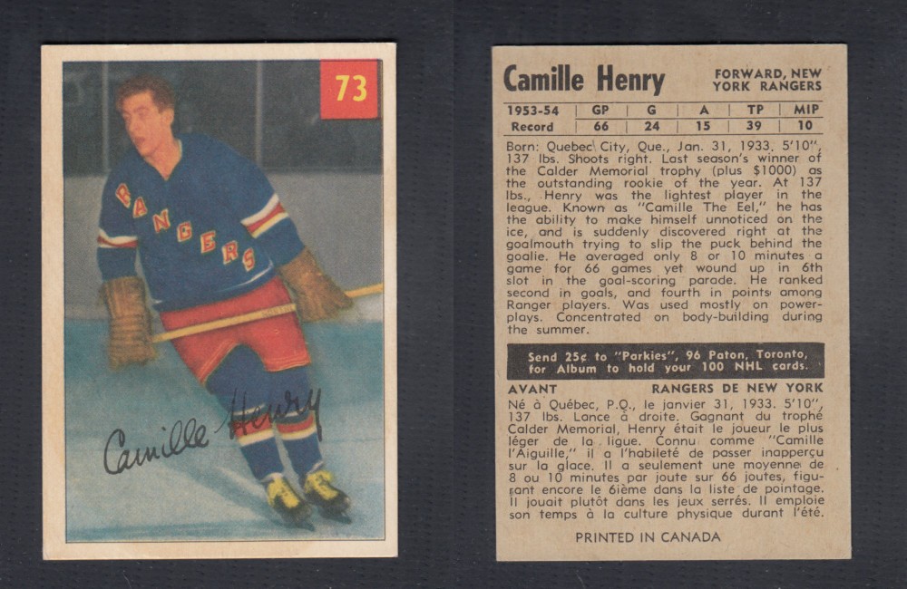 1954-55 PARKHURST HOCKEY CARD #73 C. HENRY photo