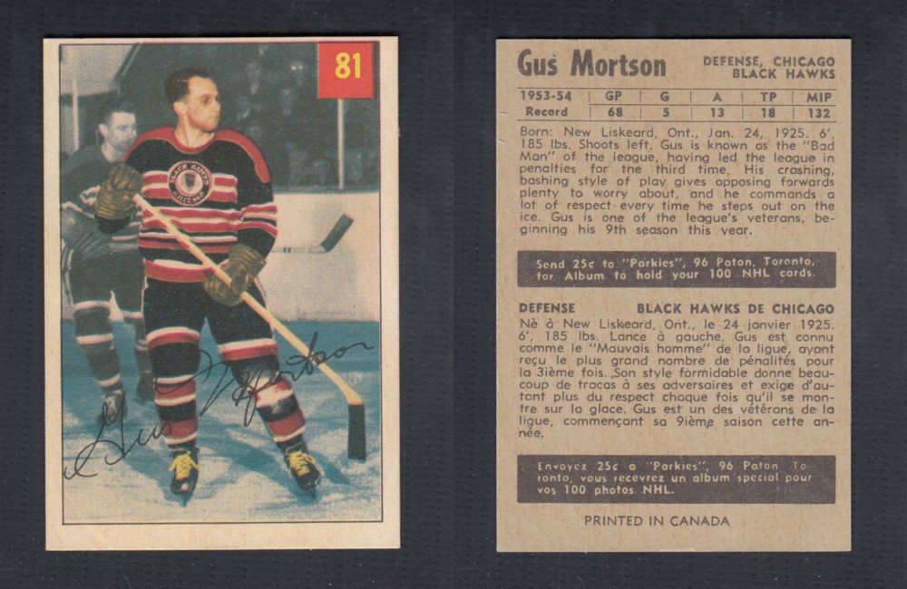 1954-55 PARKHURST HOCKEY CARD #81 G. MORTSON photo