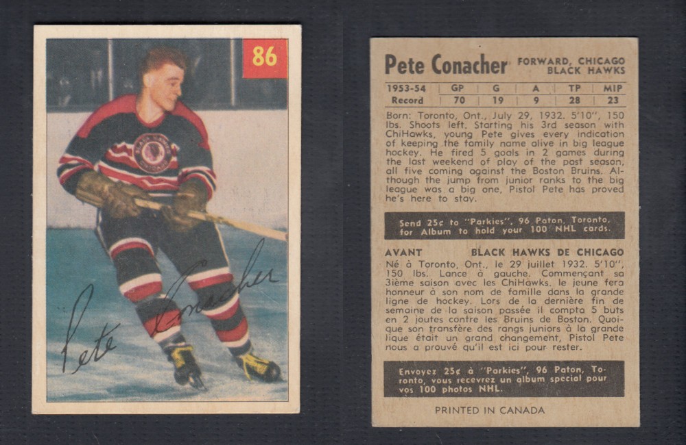 1954-55 PARKHURST HOCKEY CARD #86 P. CONACHER photo