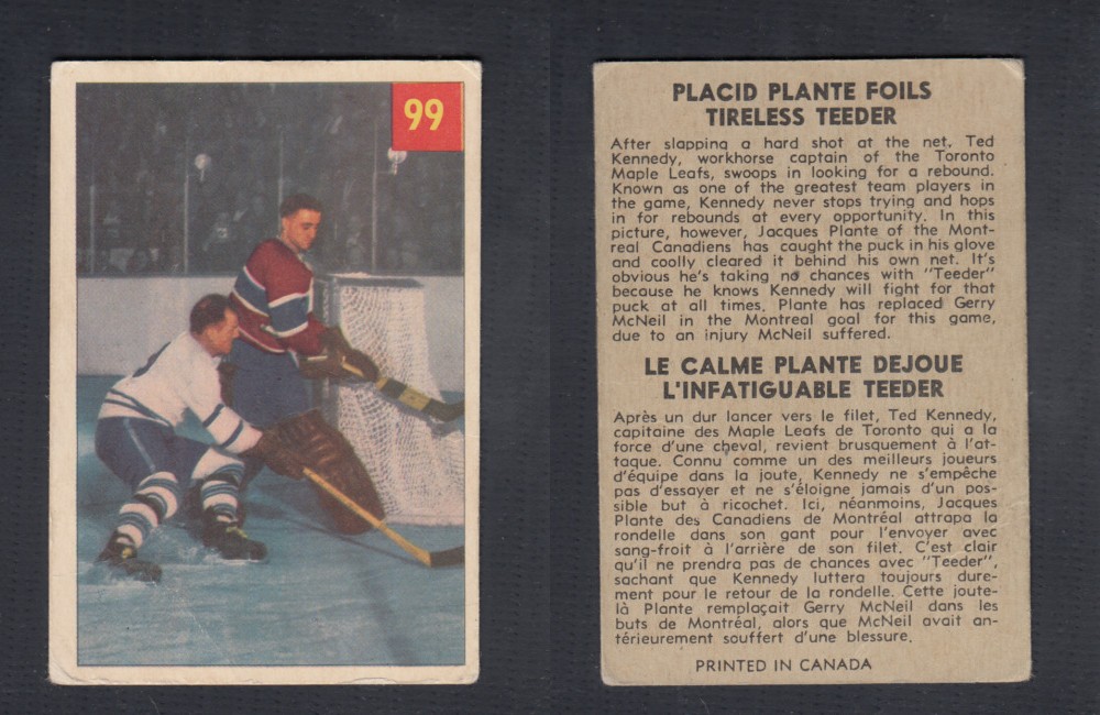 1954-55 PARKHURST HOCKEY CARD #99 PLACID PLANTE FOILS TIRELESS TEEDER photo