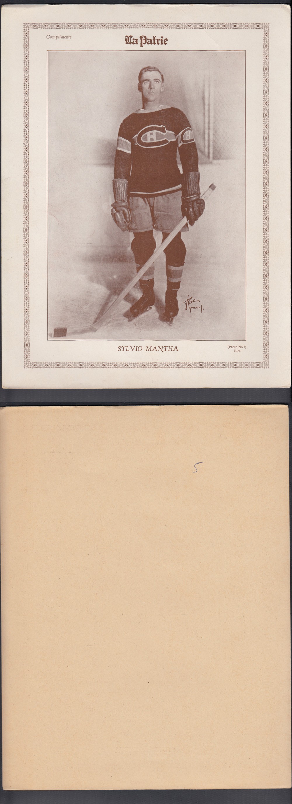 1927-28 LA PATRIE PHOTO #1 S. MANTHA photo