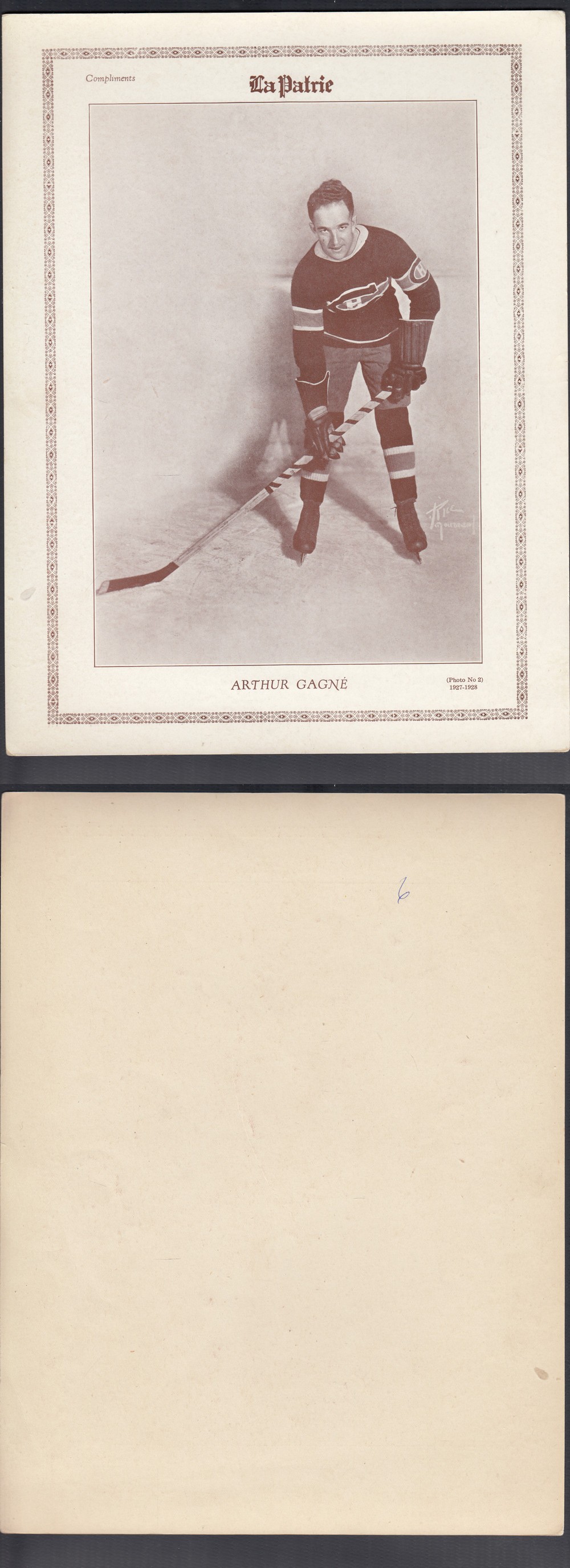 1927-28 LA PATRIE PHOTO #2 A. GAGNE photo