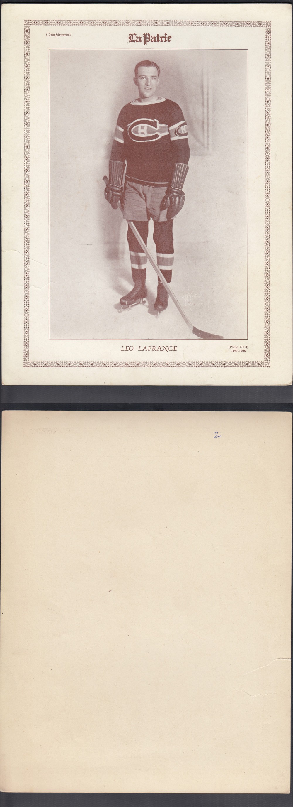 1927-28 LA PATRIE PHOTO #3 L. LAFRANCE photo