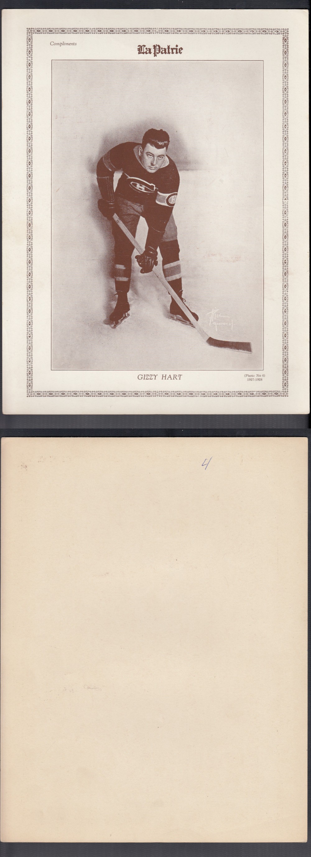 1927-28 LA PATRIE PHOTO #6 G. HART photo