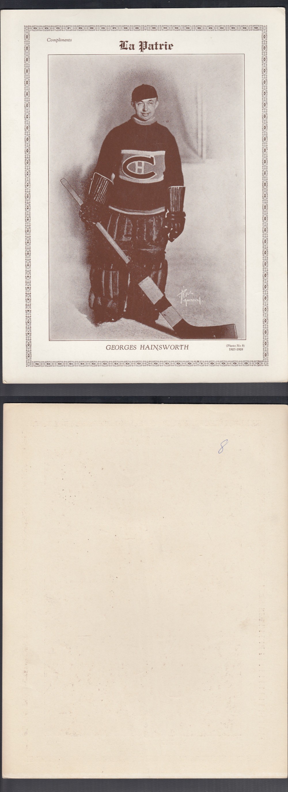 1927-28 LA PATRIE PHOTO #8 G. HAINSWORTH photo