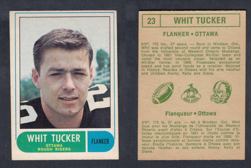 1968 CFL O-PEE-CHEE FOOTBALL CARD #23 W. TUCKER photo