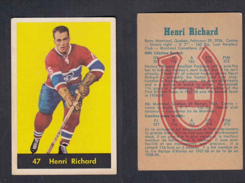 1960-61 PARKHURST HOCKEY CARD #47 H. RICHARD photo