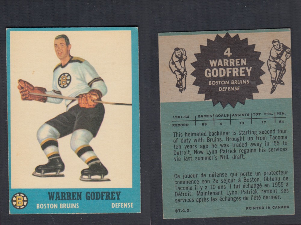 1962-63 TOPPS HOCKEY CARD #4 W. GODFREY photo