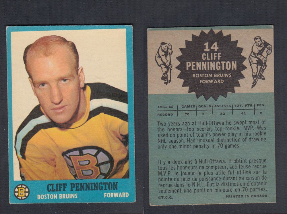 1962-63 TOPPS HOCKEY CARD #14 C. PENNINGTON photo