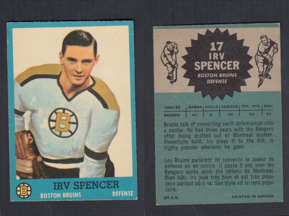 1962-63 TOPPS HOCKEY CARD #17 I. SPENCER photo