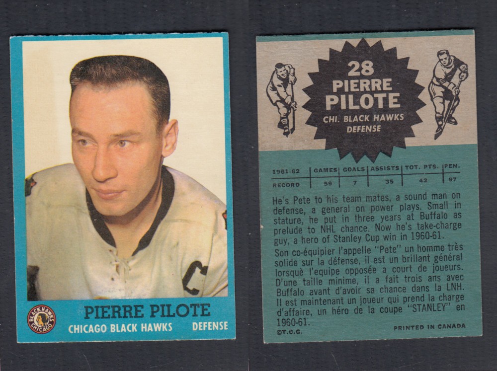 1962-63 TOPPS HOCKEY CARD #28 P. PILOTE photo