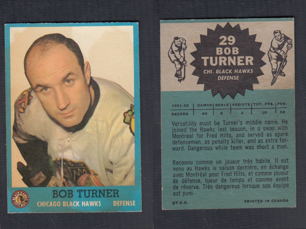 1962-63 TOPPS HOCKEY CARD #29 B. TURNER photo