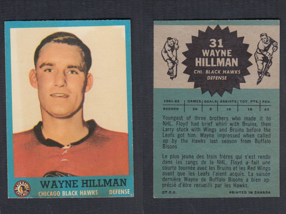 1962-63 TOPPS HOCKEY CARD #31 W. HILLMAN photo