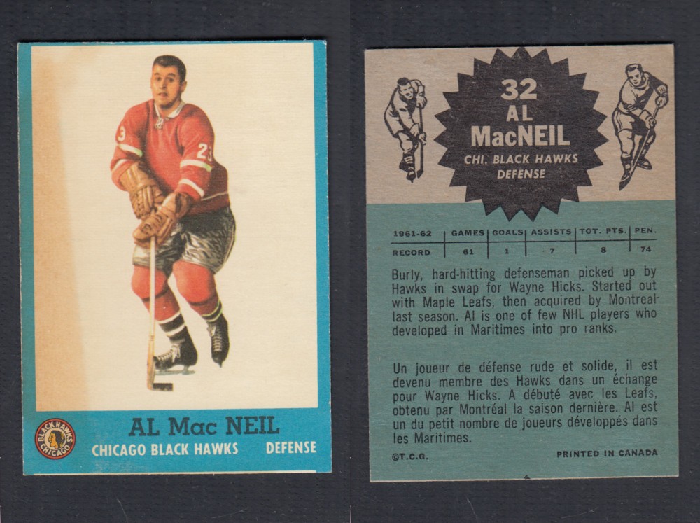 1962-63 TOPPS HOCKEY CARD #32 A. MACNEIL photo