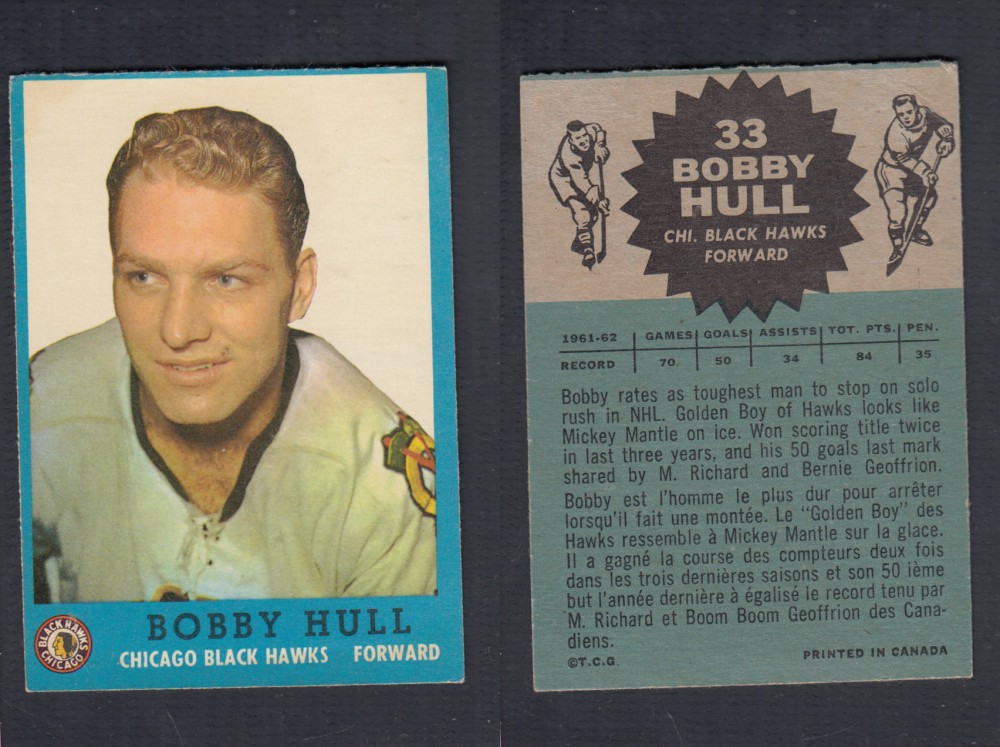 1962-63 TOPPS HOCKEY CARD #33 B. HULL photo