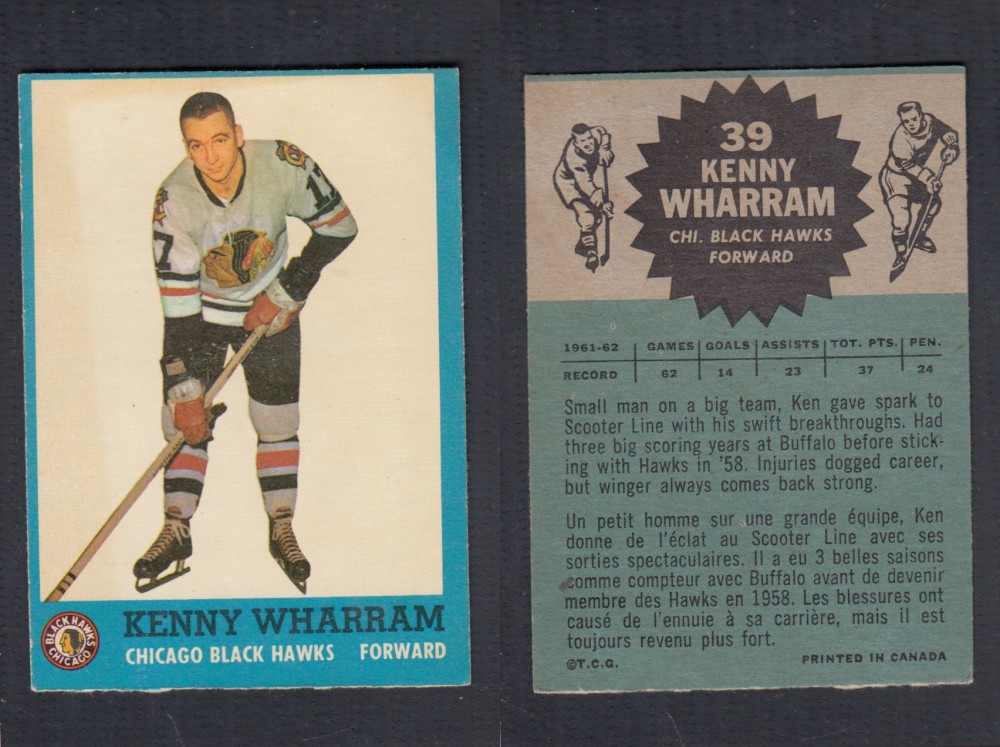 1962-63 TOPPS HOCKEY CARD #39 K. WHARRAM photo