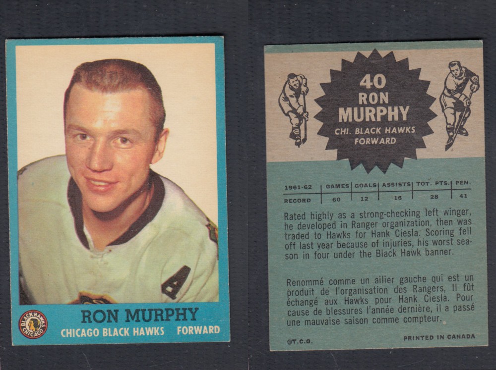 1962-63 TOPPS HOCKEY CARD #40 R. MURPHY photo