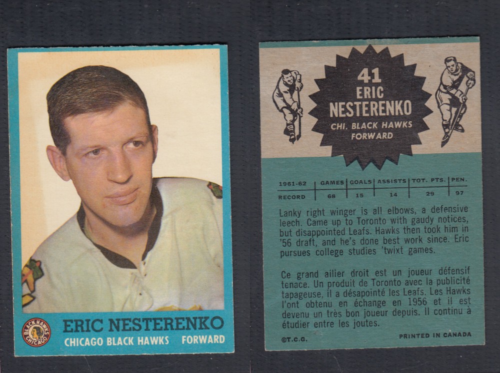 1962-63 TOPPS HOCKEY CARD #41 E. NESTERENKO photo