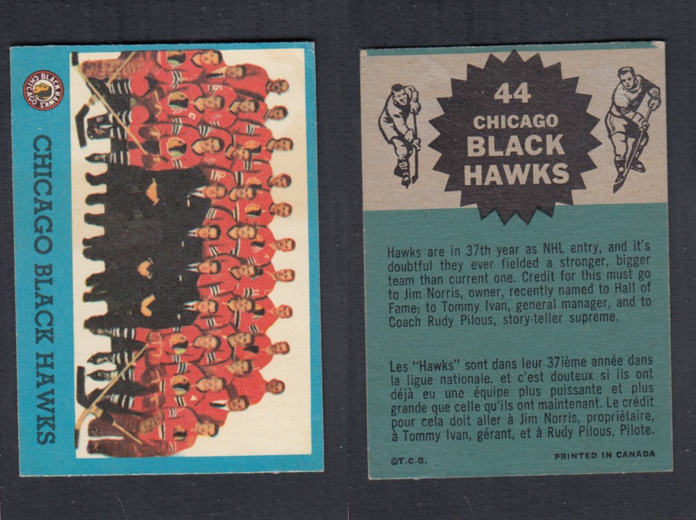 1962-63 TOPPS HOCKEY CARD #44 CHICAGO BLACK HAWKS photo