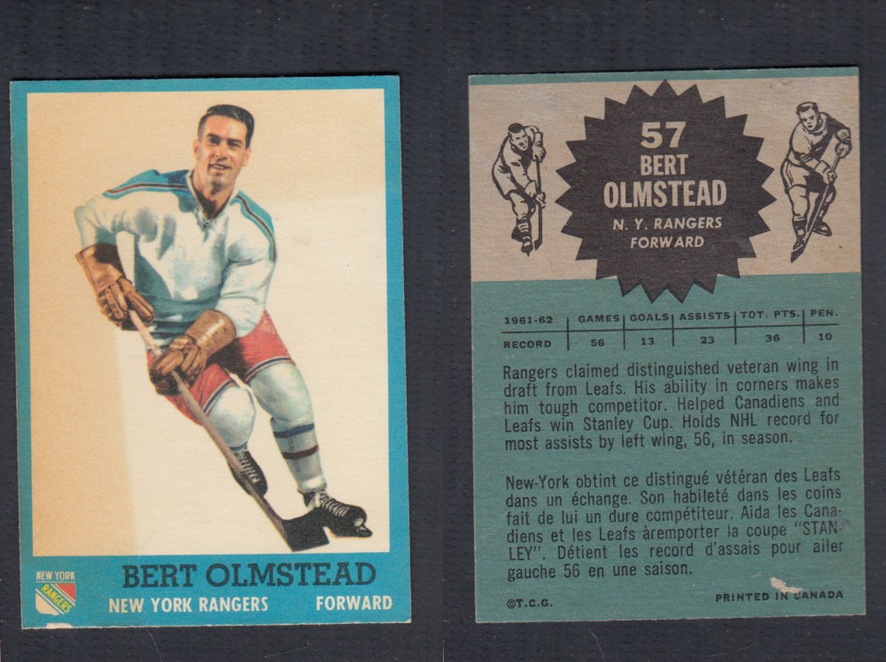 1962-63 TOPPS HOCKEY CARD #57 B. OLMSTEAD photo