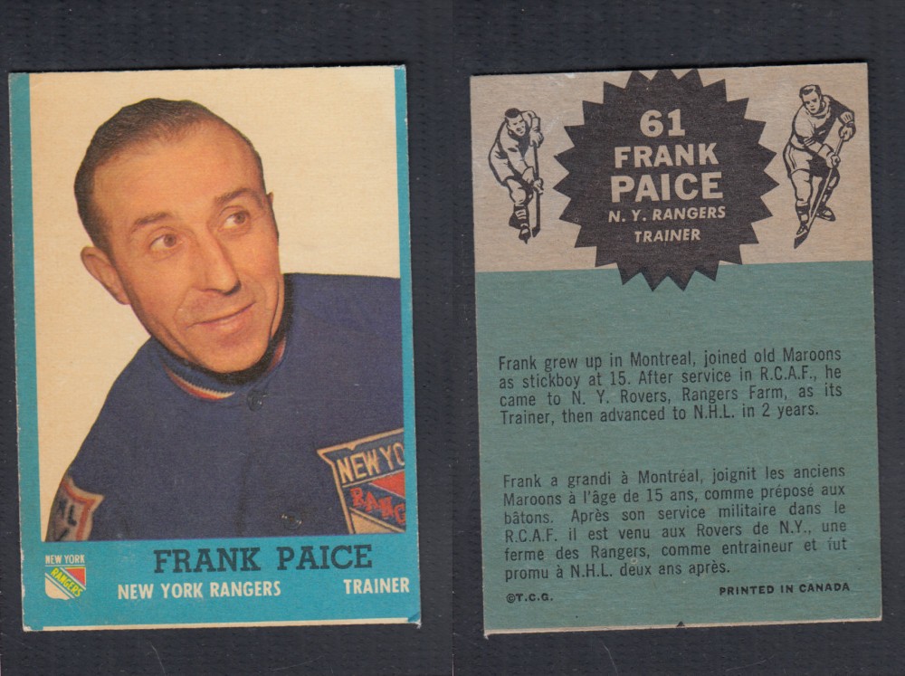 1962-63 TOPPS HOCKEY CARD #61 F. PAICE photo