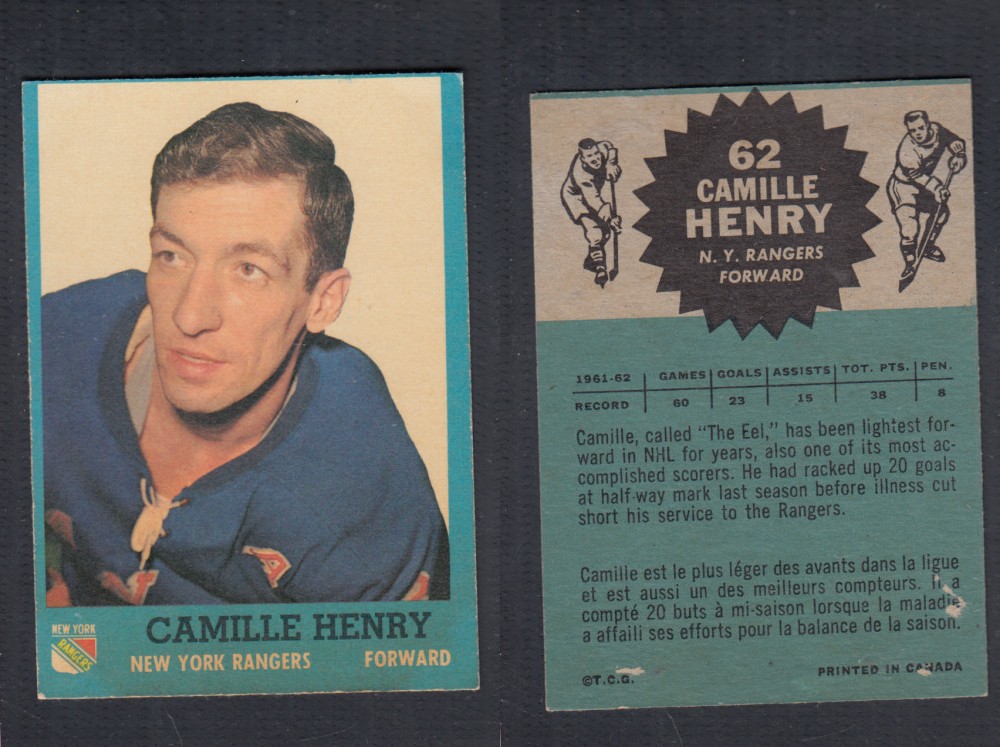 1962-63 TOPPS HOCKEY CARD #62 C. HENRY photo