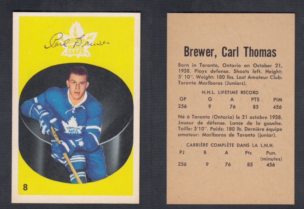 1962-63 PARKHURST HOCKEY CARD #8 C. BREWER photo