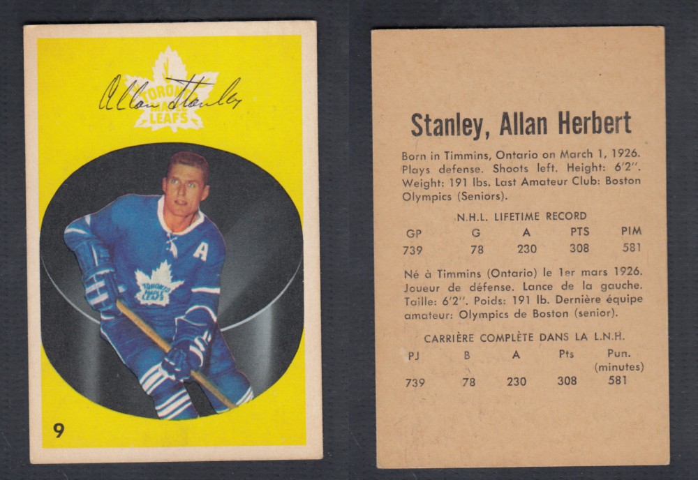 1962-63 PARKHURST HOCKEY CARD #9 A. STANLEY photo