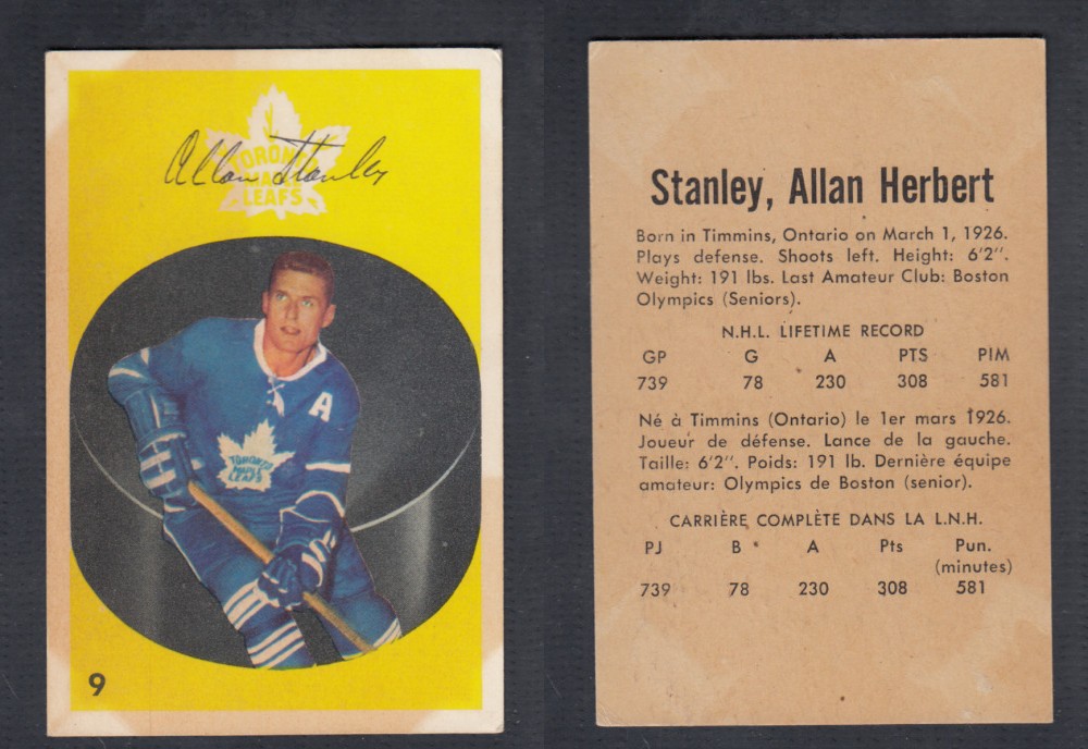 1962-63 PARKHURST HOCKEY CARD #9 A. STANLEY photo