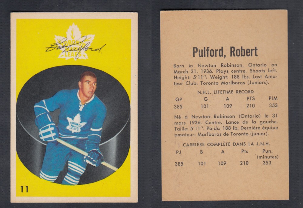 1962-63 PARKHURST HOCKEY CARD #11 R. PULFORD photo