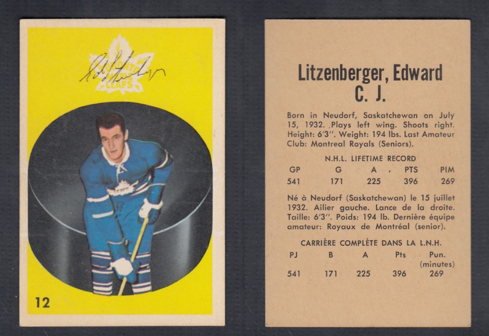 1962-63 PARKHURST HOCKEY CARD #12 E. LITZENBERGER photo