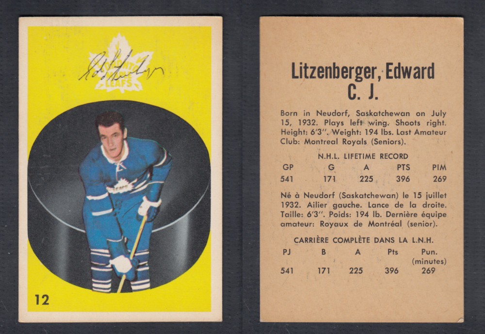 1962-63 PARKHURST HOCKEY CARD #12 E. LITZENBERGER photo