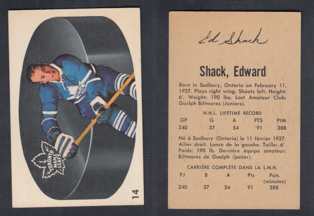 1962-63 PARKHURST HOCKEY CARD #14 E. SHACK photo