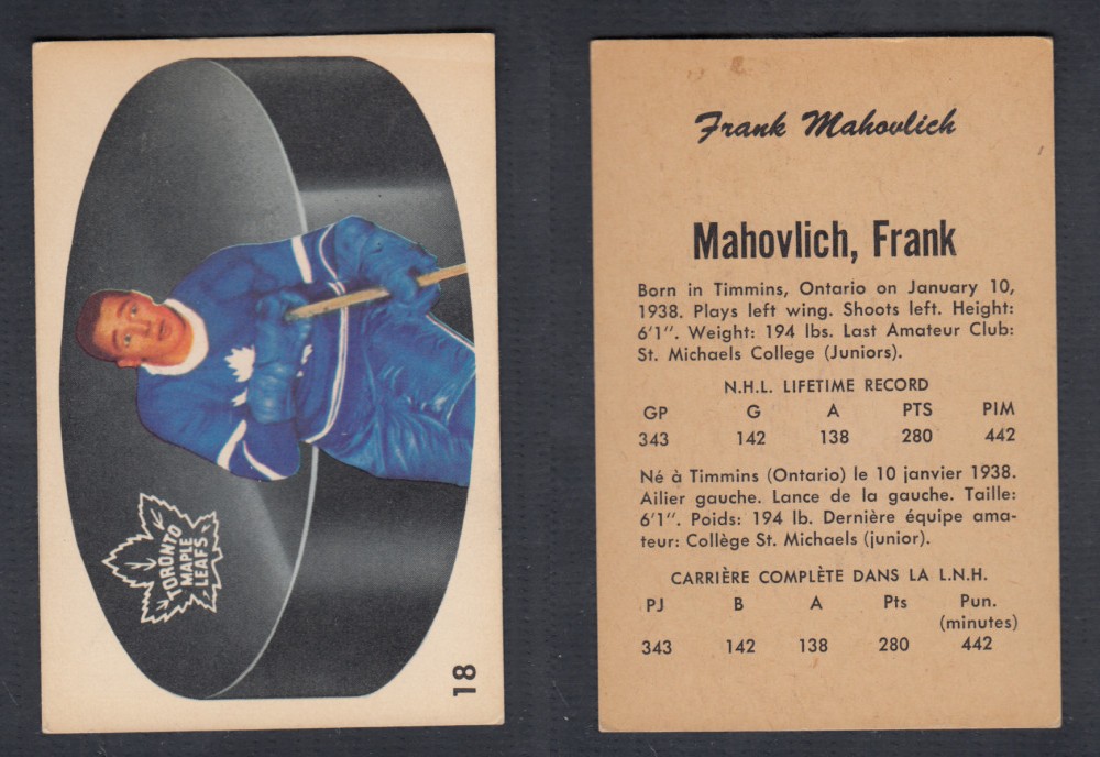 1962-63 PARKHURST HOCKEY CARD #18 F. MAHOVLICH photo